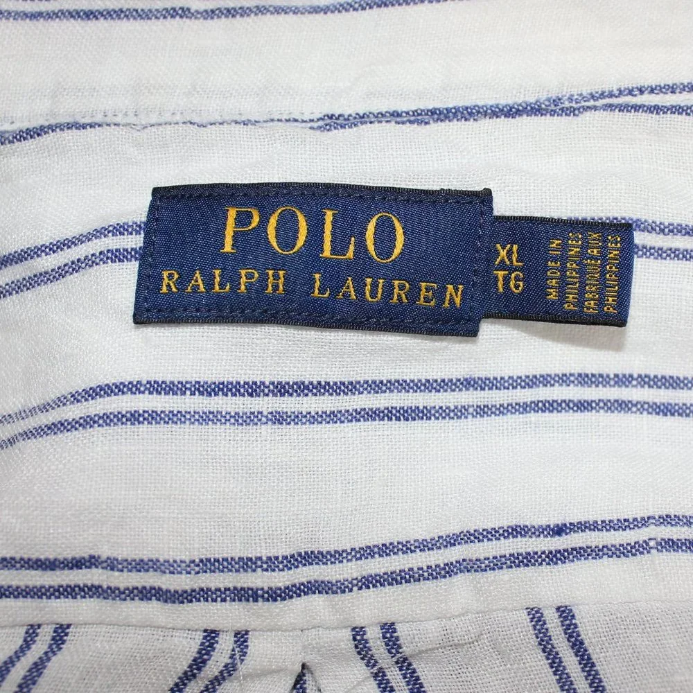 Polo Ralph Lauren Striped Linen Shirt Long Sleeve XL/TG - Picture 7 of 11